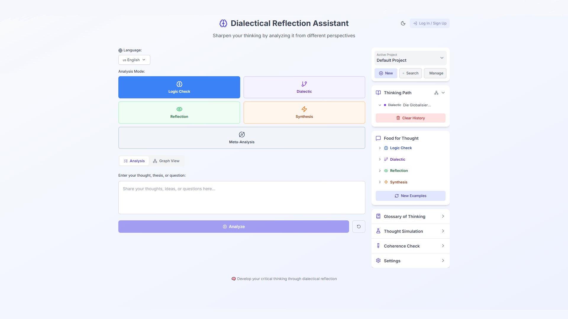 Dialectical Reflection App Interface